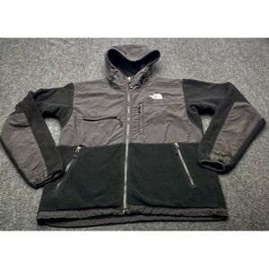 The North Face Denali Fleece Jacket Mens Medium Black Hooded Full Zip Pit Zips
